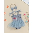 thumbnail image 6 of Elippeo Baby Girl Summer Jumpsuit 3 6 12 18 24 Months 4th of July Letter Print Sleeveless Romper Dress and Headband Set Cute Fashion Clothes Outfits, 6 of 10