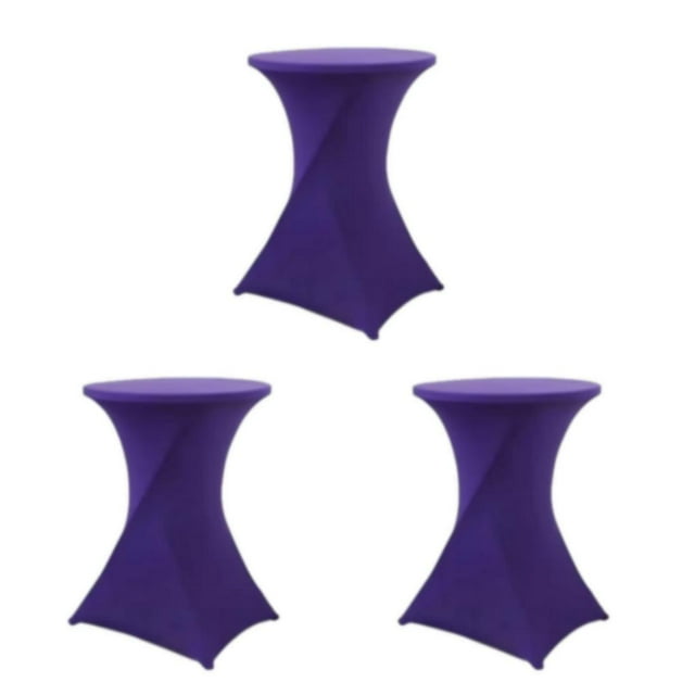 Guardoinrt Stretch Round Tablecloth For Hotel Wedding Party Easy Care Versatile Environmentally Friendly Polyester Fitting purple 3Set