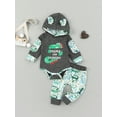 thumbnail image 3 of 2 Pieces Baby Suit Set, Letter Crocodile Leaf Print Long Sleeve Hooded Romper+ Long Pants for Boys, 3 of 9