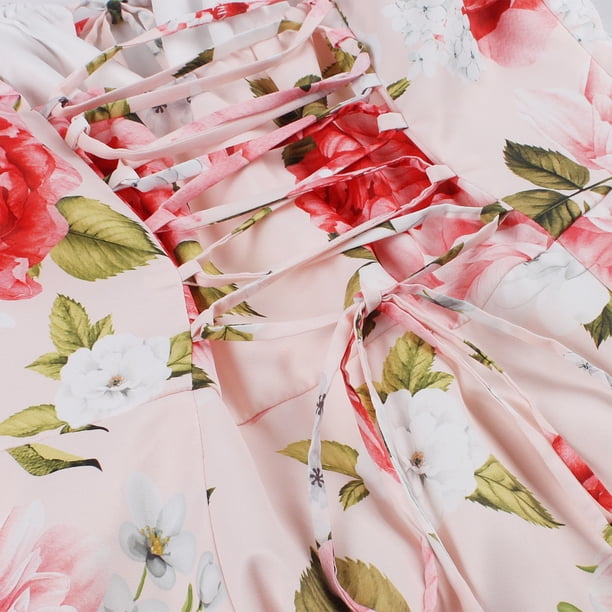 IBTOM CASTLE Women Floral Corset Dress Sleeveless Square Neck Spaghetti  Straps Dress Boho Holiday Flowy Midi Bustier Sundress S Pink + Red Flower -  Walmart Business Supplies