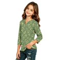 thumbnail image 3 of Abcomgle Girls Long Sleeve T Shirts Size 6-7 Trendy Vintage Floral Print Henley Button T-Shirts for Kids Girls Winter Basic Girls Tops Cotton Girls Blouses, 3 of 5