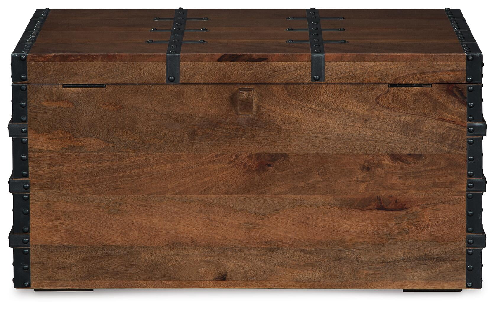 Signature Design by Ashley Kettleby Rustic Storage Trunk Coffee Table with Hinged Top - Brown Wood Finish