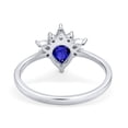 thumbnail image 3 of Art Deco Engagement Ring Pear Simulated Blue Sapphire CZ 925 Sterling Silver Size 10, 3 of 5