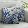 thumbnail image 3 of PIKWEEK  Blue and White Floral Throw Pillow Covers Navy Blue Watercolor Flower Bird Decorative Pillow Covers Vintage Square Cushion Cover for Home Couch Sofa Bedding Decor, 3 of 5