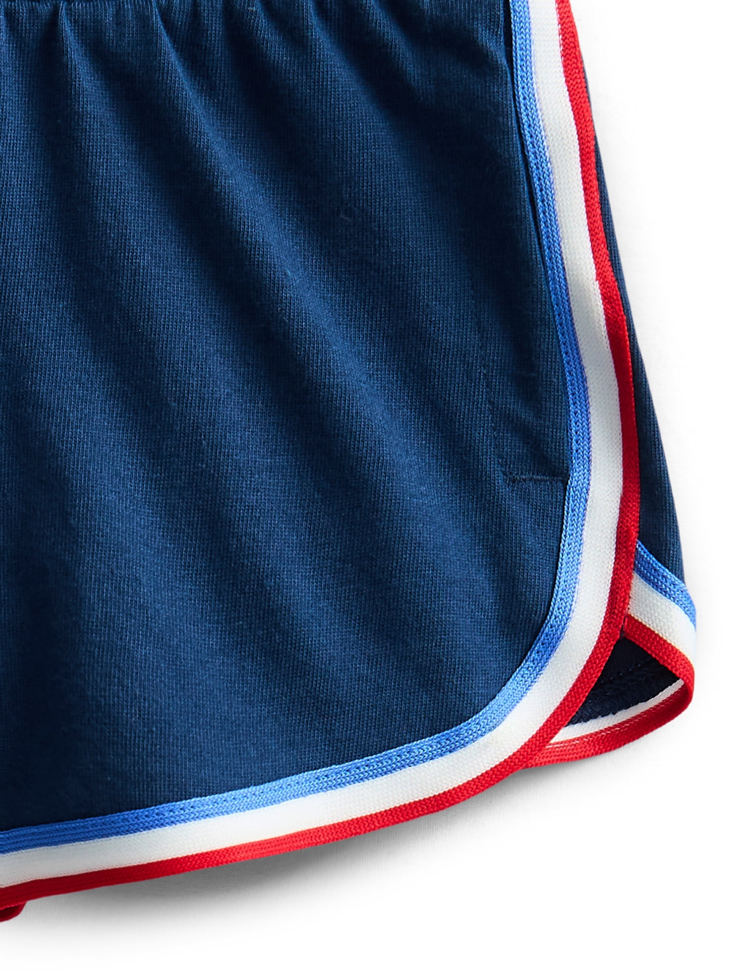 Wonder Nation Girls Dolphin Shorts with Contrast Stripes, Sizes 4-18 & Plus