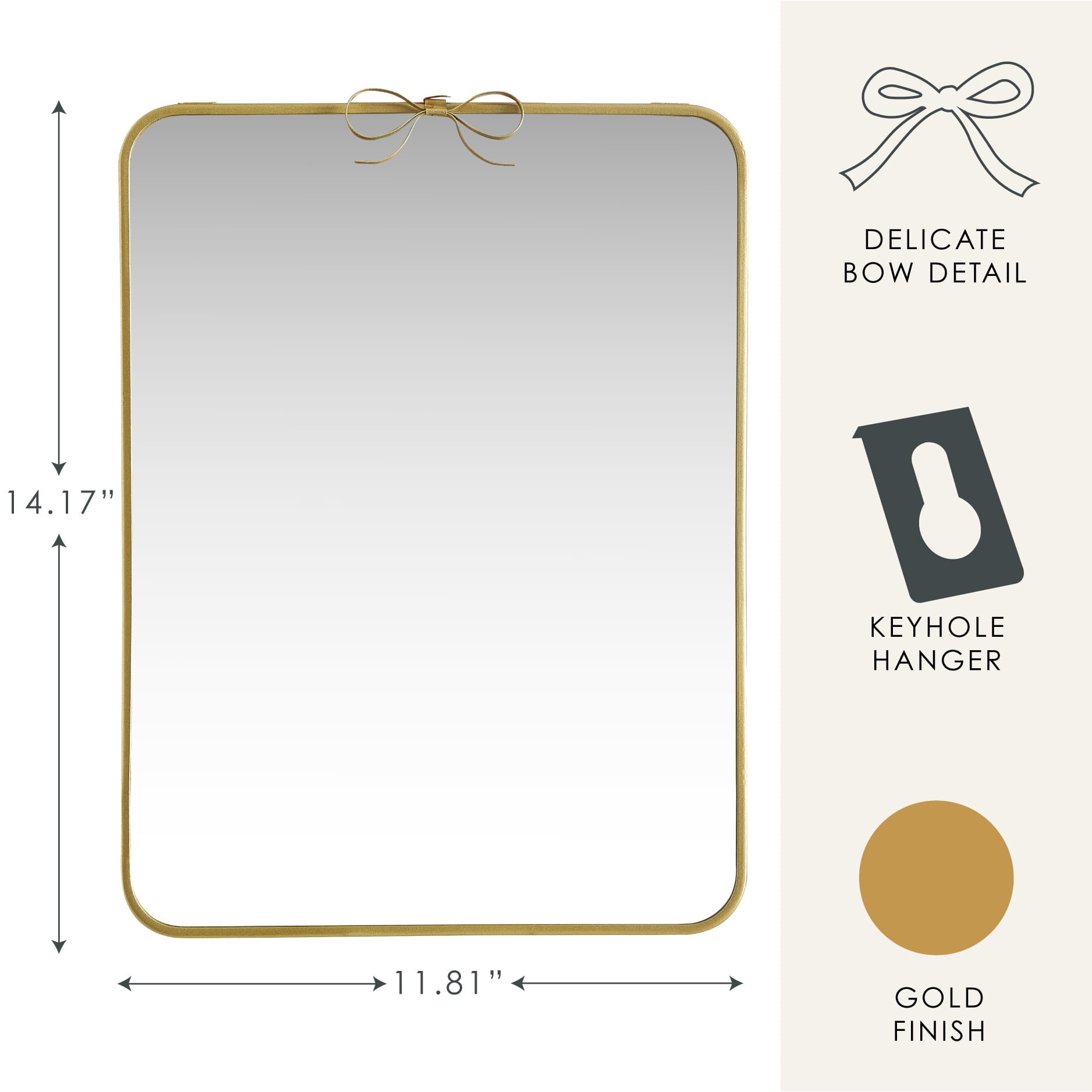 Stylehouse 9.84" x 13.8" Wall Mirror with Decorative Bow Frame
