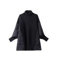 thumbnail image 5 of Suéter de cuello alto de dos piezas falso con costura marrón para mujer, prenda exterior holgada y gruesa de invierno, estilo occidental, que reduce la edad, 5 of 5