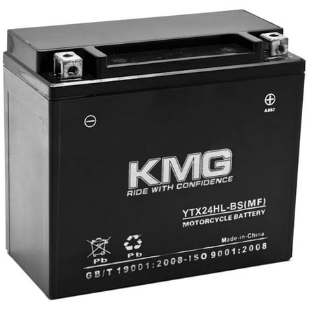 KMG YTX24HL-BS Battery For Arctic Cat 4 Stroke Trail, Touring 2002-2003 Sealed Maintenance Free 12V Battery High Performance Replacement Powersport Motorcycle ATV Scooter Snowmobile Watercraft