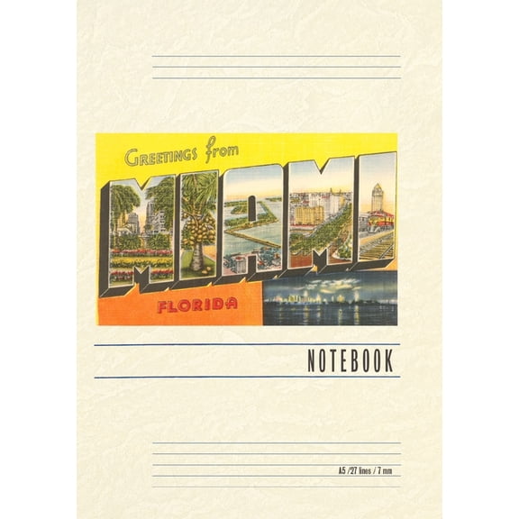 Vintage Lined Notebook Greetings from Miami, Florida (Paperback)