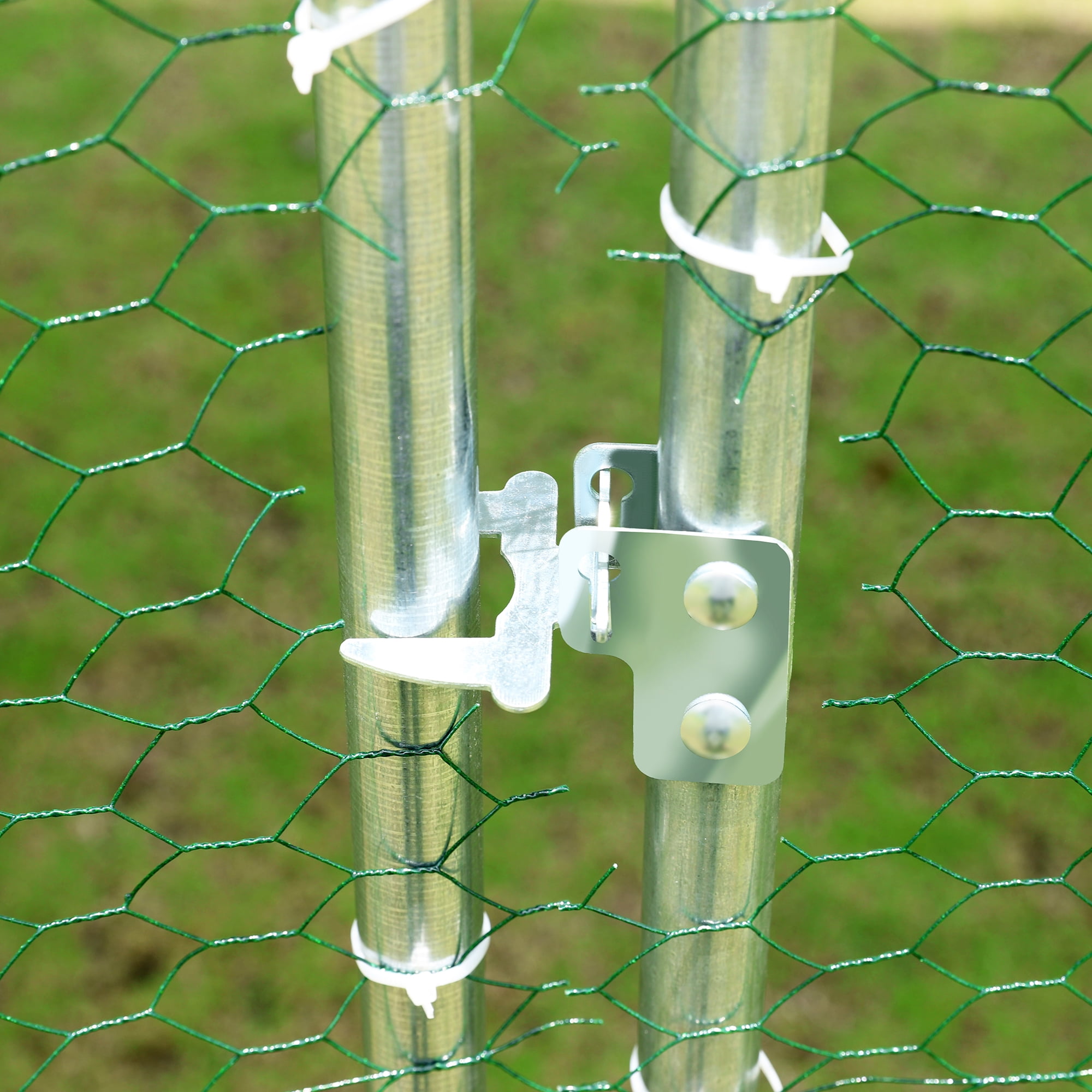 Pefilos 12.5'L Outdoor Metal Large Chicken Coop, 3 Support Steel Wire Impregnated Plastic Net Cage, Hen Run House Rabbits Habitat Pen with Waterproof and Anti-Ultraviolet Cover, Silver Pefilos 12.5'L Outdoor Metal Large Chicken Coop, 3 Support Steel Wire Impregnated Plastic Net Cage, Hen Run House Rabbits Habitat Pen with Waterproof and Anti-Ultraviolet Cover, Silver