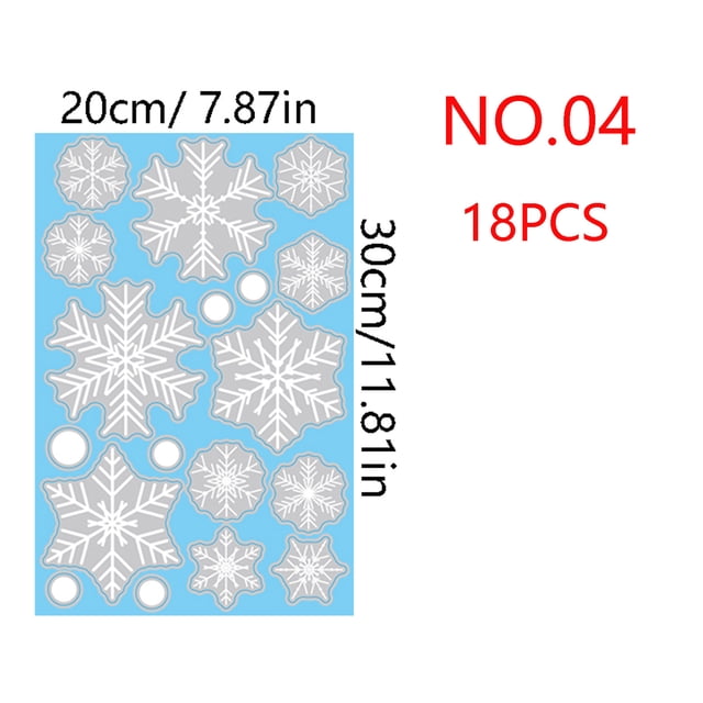 Nvzi 144 piezas/8 hojas de calcomanías de pared de copos de nieve navideños,suministros para fiestas navideñas para decoraciones de invierno, F