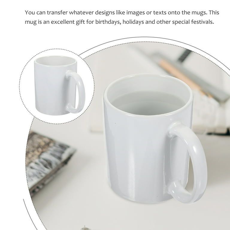 Ceramic Sublimation Mug Blank Coffee Cup Sublimation Coating Mug Heat Transfer Water Cup, Size: 9.5x8.3x8.3cm, White