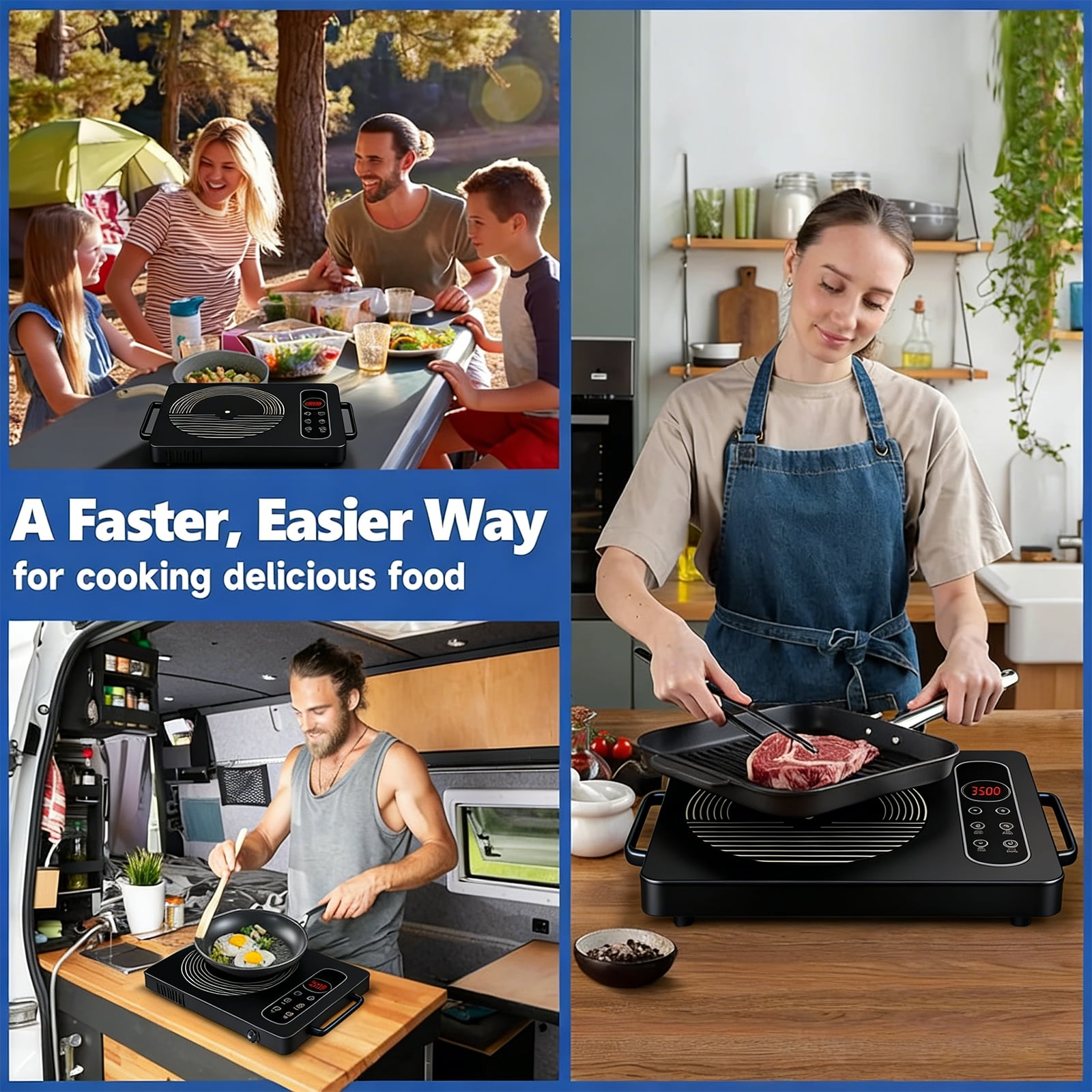 Petyoung 3500W Portable Electric Ceramic Stove, Infrared Burner with Timer, LED Screen, Touch Panel, Easy to Clean, for Cooking
