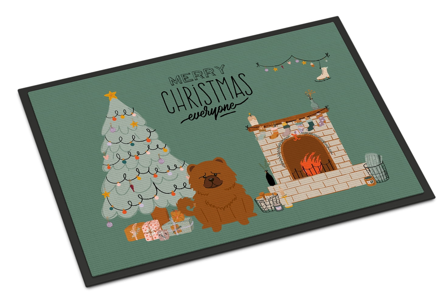 Red Chow Chow Christmas Everyone Door Mat