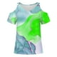 thumbnail image 4 of Camisas de Manga Corta para las Mujeres Blusa de Cuello Redondo de Impresión Casual, Top de Algodón de Imitación Ligero para el Hogar, el Uso Diario Y las Cuatro Estaciones, 4 of 4
