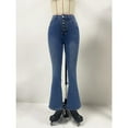 thumbnail image 4 of ADSSDQ Flare Jeans for Women Women's Bootcut Bell Bottom Jeans High Waisted Stretch Slimming Button Up Denim Pants with Pockets Blue M, 4 of 5