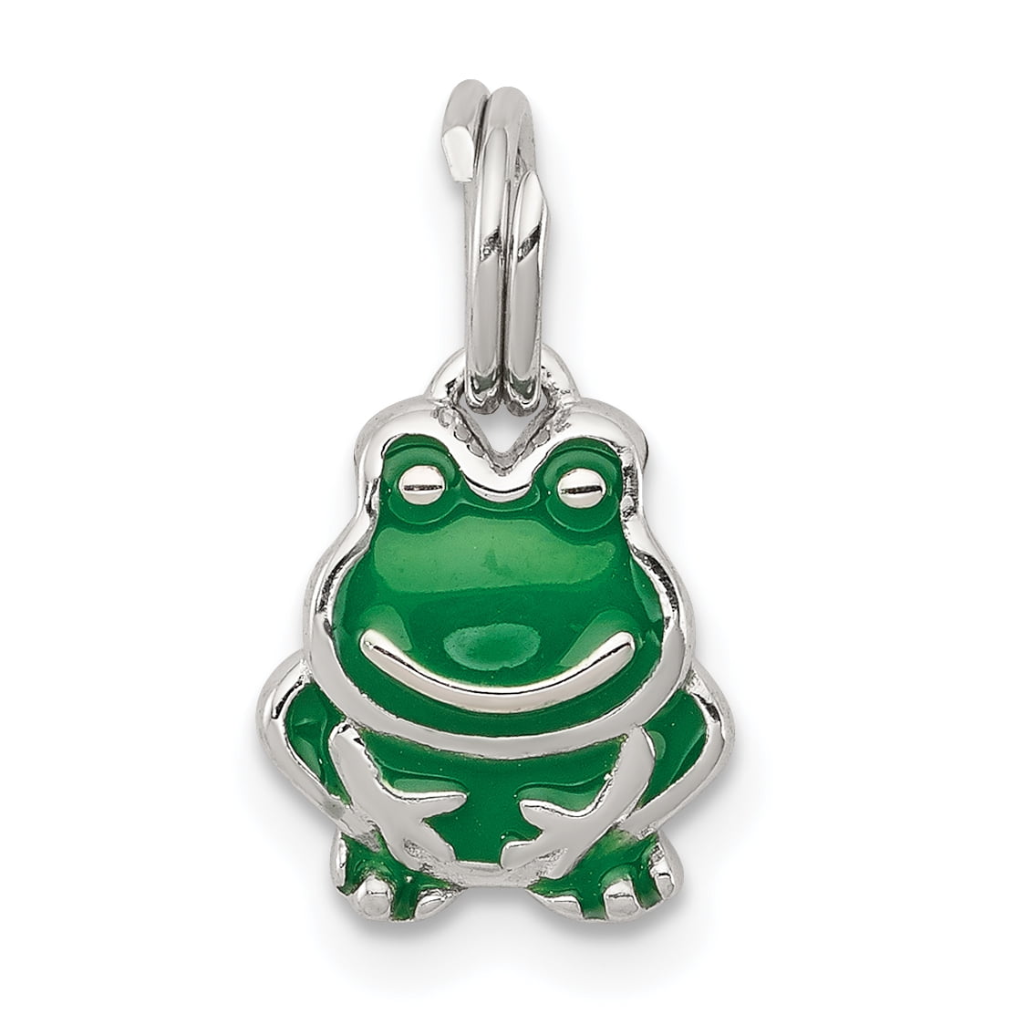 US Jewels And Gems Solid 0.925 Sterling Silver Frog Charm Pendant Box Chain Necklace