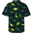 thumbnail image 2 of Cute Green Dinosaur Mens Hawaiian Shirt Short Sleeve Casual Button Up Tropical Summer Beach Shirt, 2 of 9