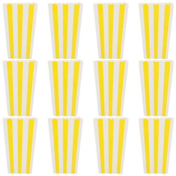 12 cajas de palomitas de maíz, contenedores para palomitas de maíz, bolsas para palomitas de maíz, soportes para palomitas de maíz, para fiestas, bocadillos y dulces.
