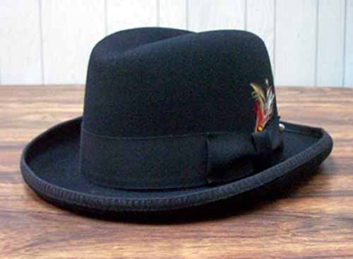 Godfather Black Fedora Hat Feather Gangster Mafia Costume Marlon Brando Movie 