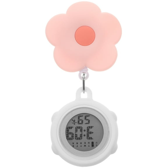 Raindrops Digital Watch for Nurses Nurse Electronic Pocket Watch Pink Stainless Steel 1Set for Medical Staff