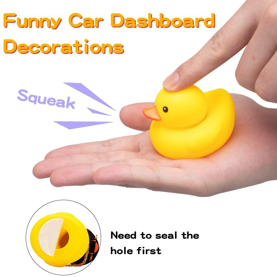 Rubber Duck Car Ornaments Yellow Duck Car Dashboard Decorations with Propeller Helmet for Christmas Decor and Home Decorations for Adults T-Red&White 