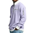 thumbnail image 5 of Nokdvo Mens Quarter Zip Pullover Waffle Long Sleeve Pullovers with Pockets Mock Neck Shirt Textured Thermal Workout Relaxed Fit Fashion Winter Golf Pullover Sweater,Purple 4XL, 5 of 7