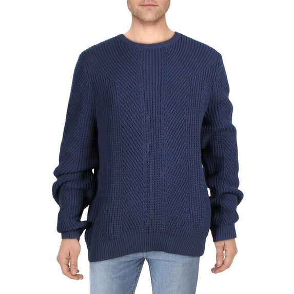 Buffalo David Bitton Mens Wafron Knit Crewneck Sweater Blue XL