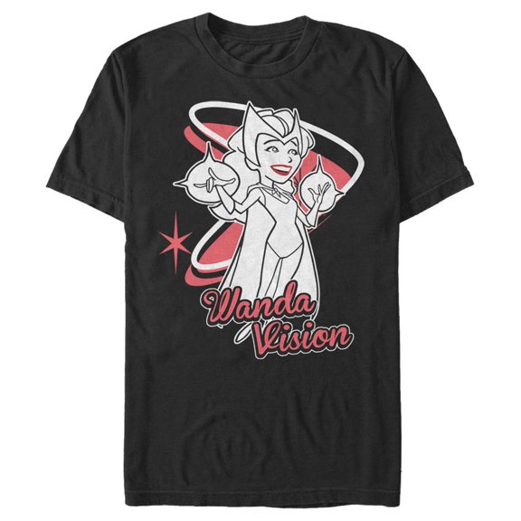 Men's Marvel WandaVision Wanda Cartoon Graphic Tee Black X Large