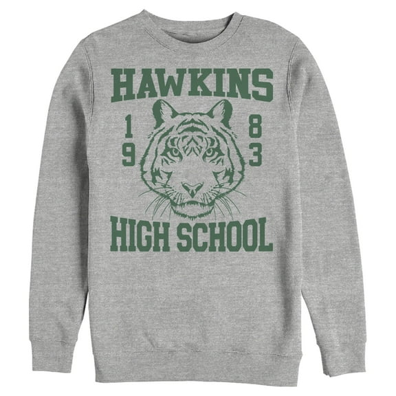 Netflix Men's Stranger Things Hawkins High School Tiger 1983 Sweatshirt Athletic Heather 2X Large