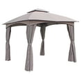thumbnail image 4 of International Caravan ST. Kitts 10-Foot Steel Dome-top Gazebo with Curtains, Navy, 4 of 5