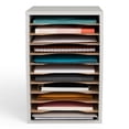 thumbnail image 2 of Vertical Literature Organizer with 11 Compartments, Adjustable Shelves Wood Paper and Mail Sorter for Office Classroom, Modern Gray, 10.75x12x16 Inches, 2 of 5