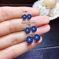 thumbnail image 2 of Round Star Sapphire Earrings 925 Sterling Silver Blue Star Gemstones Elegant Bridal Earring Classic Stud Timeless Design Special Occasions Gift for Women Silver 5mm, 2 of 2