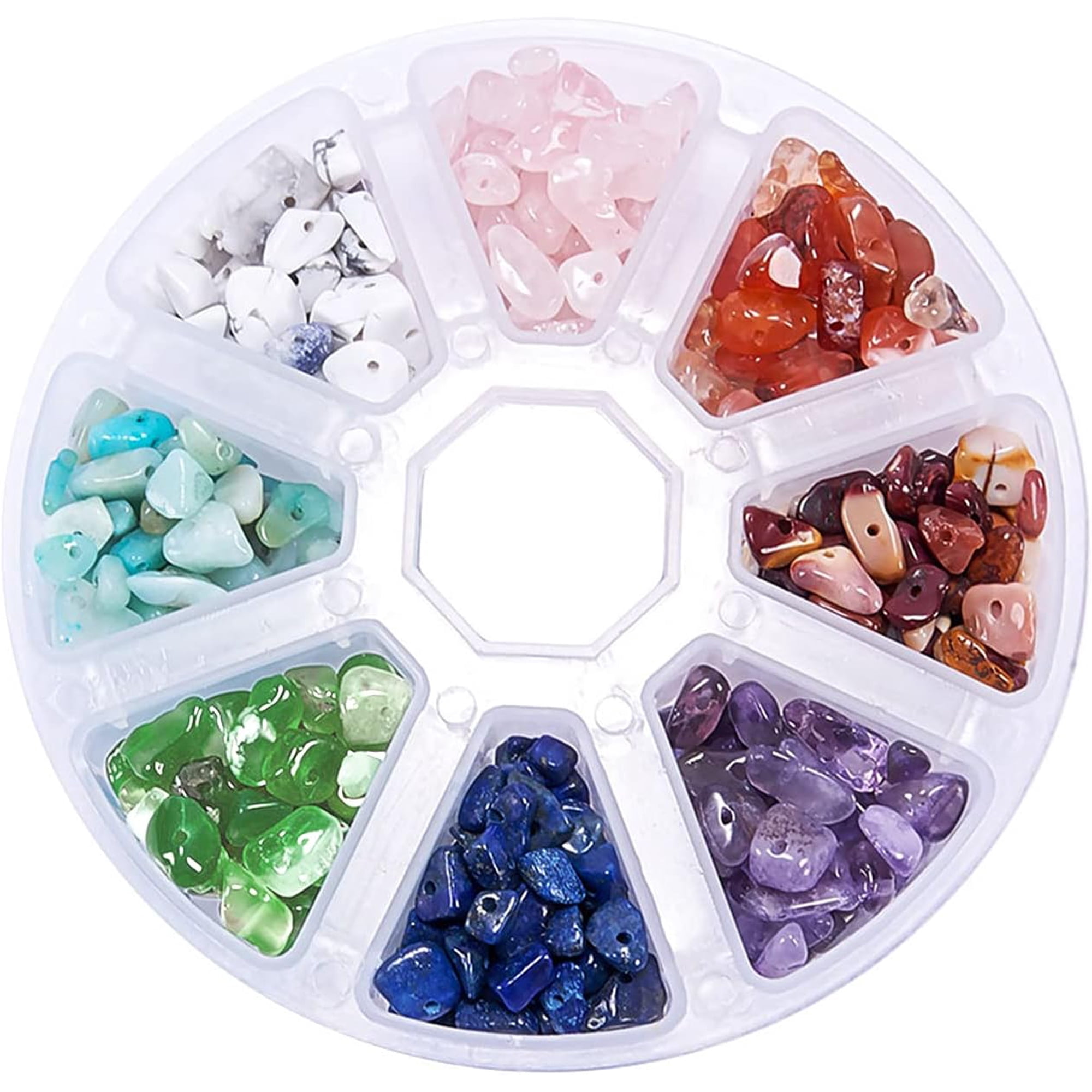 1 Box Chip Gemstone Beads Crushed Pieces Stone Mixed Color for Jewelry Making 16.5x14.5x2.8cm Colorful DIY