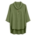 thumbnail image 6 of Hfnxid Fall Tops for Women Dressy Loose Fit 3/4 Length Sleeve Shirts Casual Button V Neck Blouses Fashion High Low Hem Tshirts Army Green XXL, 6 of 8
