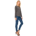 thumbnail image 3 of ZAMONG Women's Long Sleeve French Terry Crew Neck Top, 3 of 4