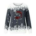 thumbnail image 4 of jsaierl Tops for Womens 2025 Christmas Cute Santa Hat Glass Shirts Printed Tshirts Long Sleeve Pullover Casual Sweatshirts, 4 of 4