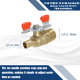thumbnail image 3 of 2 Pcs XFITTING Barb Crimp Pex 1/2 Inch x 1/2 Male Ball Valve With Tee Handle, 23-1-9=2X, 3 of 5