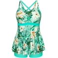 thumbnail image 1 of Traje de baño Tankini Hanna Nikole para mujer, talla grande, verde con estampado floral, 1 of 6