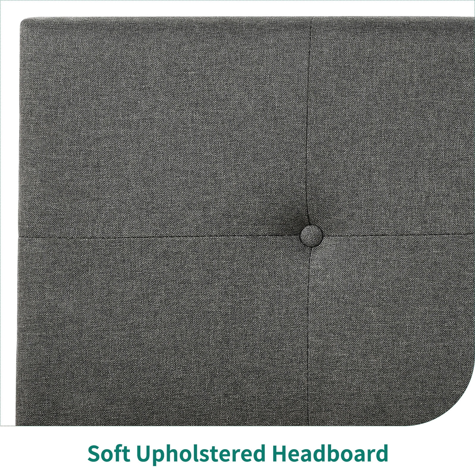 Dextrus Queen Upholstered Platform Bed Frame with Adjustable Headboard, No Box Spring Needed