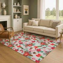 Addison Rugs Mayfield Premium Machine Washable Transitional Holiday Nutcracker Silver Rectangle Rug, 9' x 12'