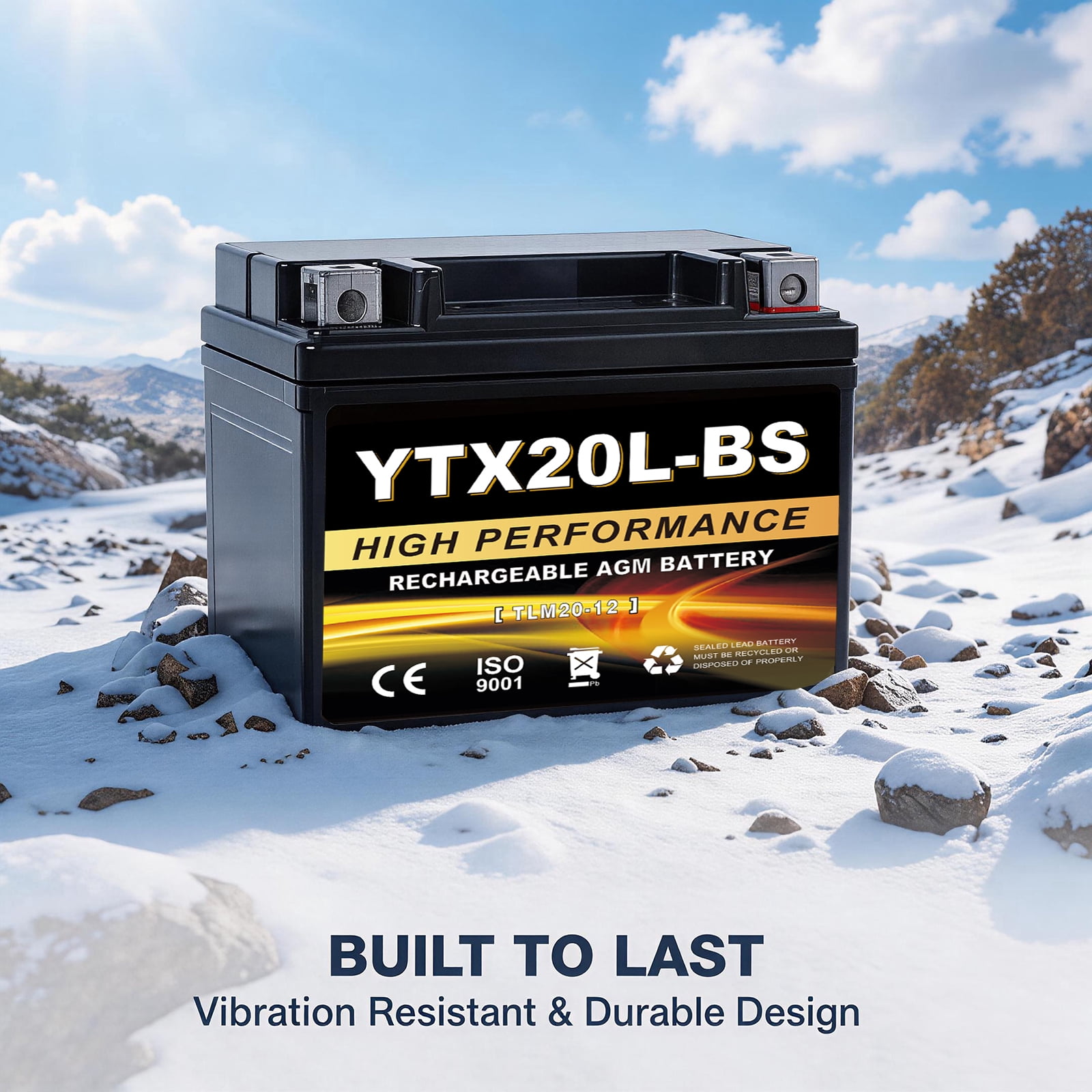 ANLIBATT YTX20L-BS AGM PowerSport Battery 12 Volts, 310 CCA Maintenance Free Sealed Motorcycle ATV and Scooter Battery Replacement