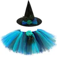 thumbnail image 4 of Falda de tul de pavo real para niñas, disfraz de animal para fiesta de Halloween, tutú para niñas pequeñas, plumas de flores, minifaldas de tul mullidas para niños, 4 of 5