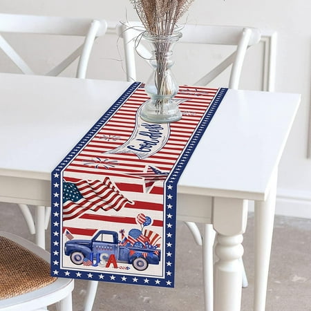 

WANYNG Red Stars America 4th Of July Patriotic Memorial Day Table Runner Independence Day Holiday Kitchen Dining Table Decor For Indoor Outdoor Home Party Decoration One Size