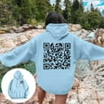 thumbnail image 2 of Hpapadks Womens Hoodies Code Printed Round Neck Streetwear Long Sleeve Hooded Women's Sweatshirt Sky Blue L, 2 of 6