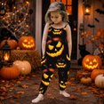thumbnail image 2 of Gunia Toddler Girl Halloween Outfit Flannel Pumpkin Kids Suspender Romper Loose Harem Style Jumpsuit Festive Party Outfits Black 2-3 Years, 2 of 5