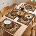 thumbnail image 5 of Retro Boho Flower Placemats Set of 12 Orange Multi Traditional Oriental Place Mats Indoor Wipeable Table Mats Washable Cloth Dining Table Placemats for Kitchen Holiday Party Home Decor 13x19 Inch, 5 of 9