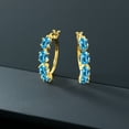 thumbnail image 4 of Gem Stone King 4.00 Ct Oval Swiss Blue Topaz 18K Yellow Gold Plated Silver Earrings, 4 of 4