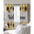 thumbnail image 4 of Yellow Sunflower Plaid Blackout Curtains for Bedroom Living Room Darkening Curtains 63 Inches Long Bows White Wood Country Art Window Curtain 2 Panels Set Window Treatment Grommet Drapes 42"x63", 4 of 9