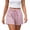 Pink, variant on Women's Striped Low Rise Shorts Drawstring Tie Button Front Summer Casual Mini Shorts Blue,XS